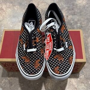 Vans Black and Orange Tiger Pattern Shoes